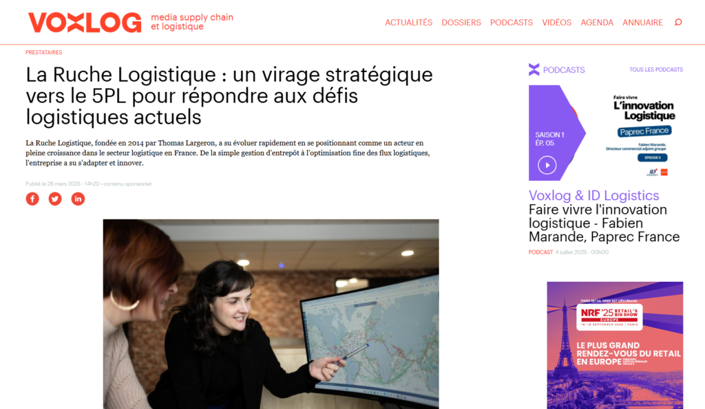 Article Voxlog sur La Ruche Logistique
